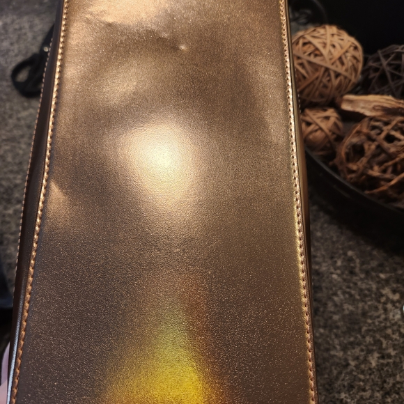 Michael Kors Jet Set Travel Small Metallic Logo Top-Zip Tote Bag in Rose Gold - Picture 9 of 14